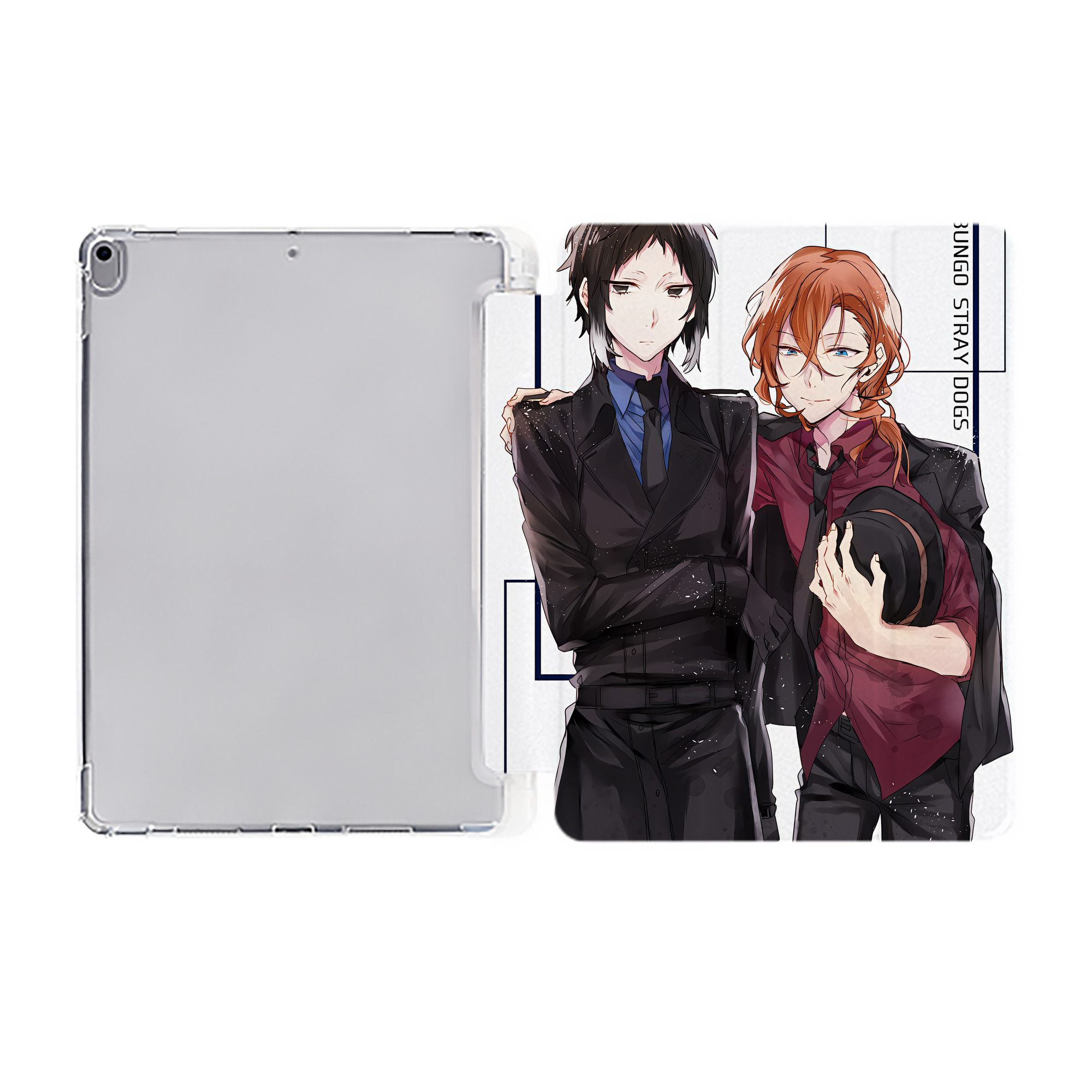 （画像用） 文豪ストレイドッグス Bungo Stray Dogs IPad ケース ペン収納付き 三つ折りスタンド PUレザー×シリコン 対応機種9.5/10.5/10.9インチ